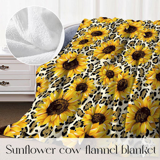 🔥A Must-have For Changing Seasons✨Soft Cozy Sunflower Cow Print Blanket for All Season